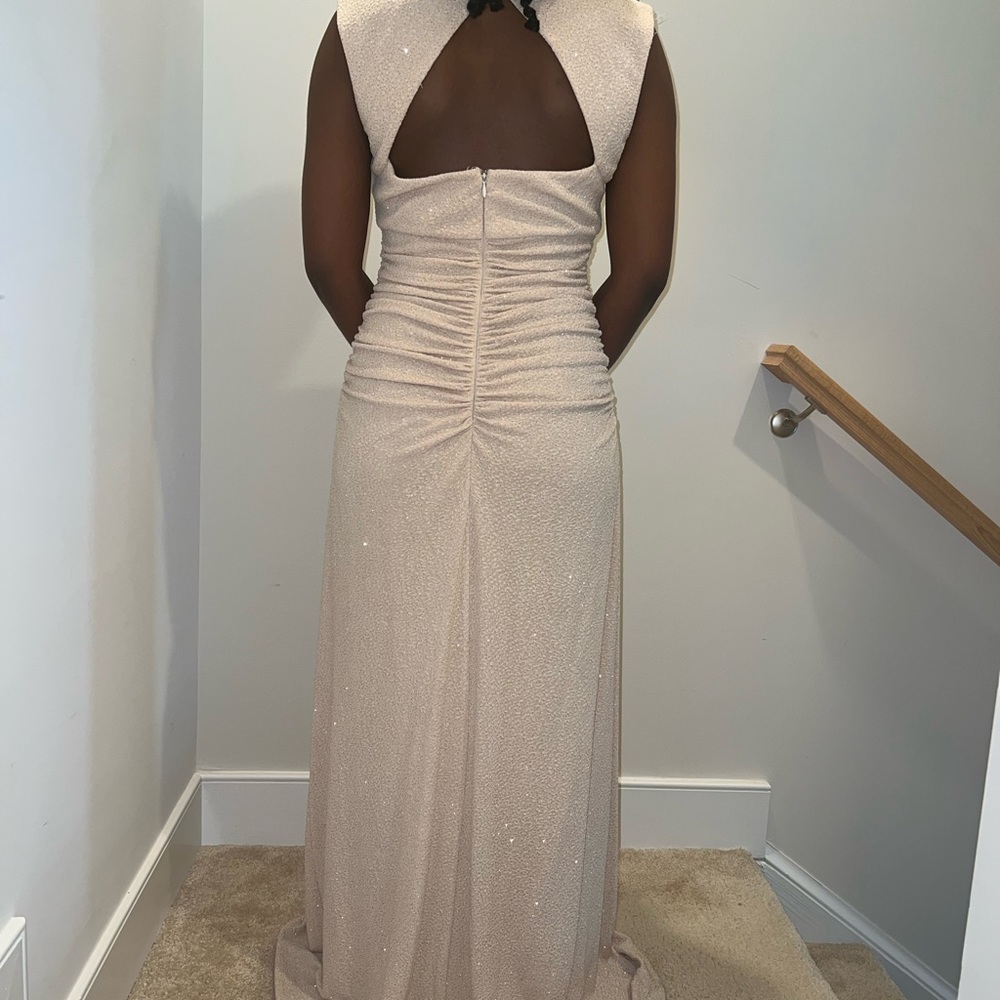 nude/pink/peach sparkly prom dress